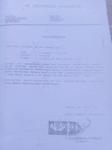 Foto: Surat Direktur Ir Suwandi Virgo MM