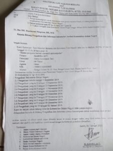 Foto : Surat Kemendagri Biro Hukum